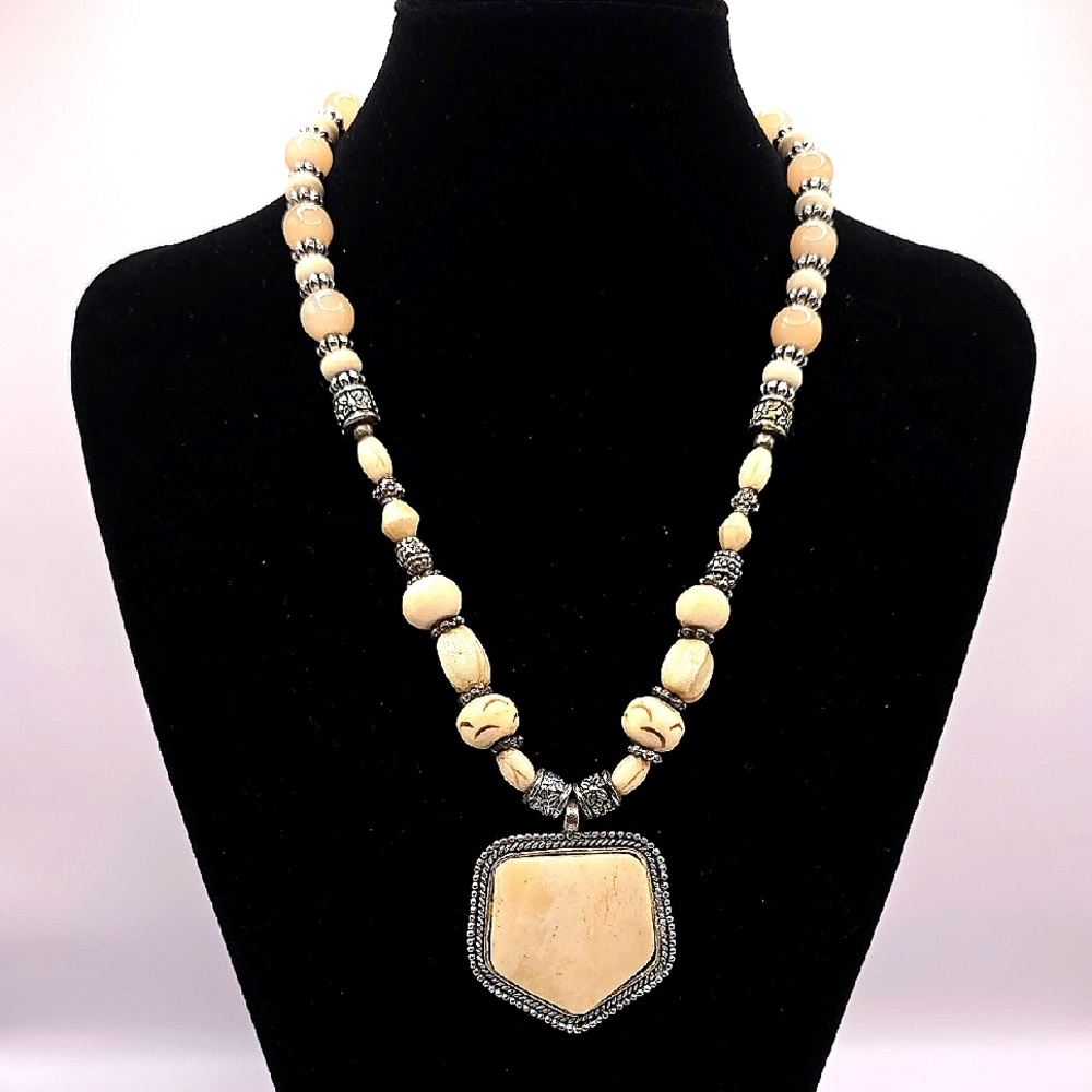 Balinese Bone & Carved Beaded Necklace